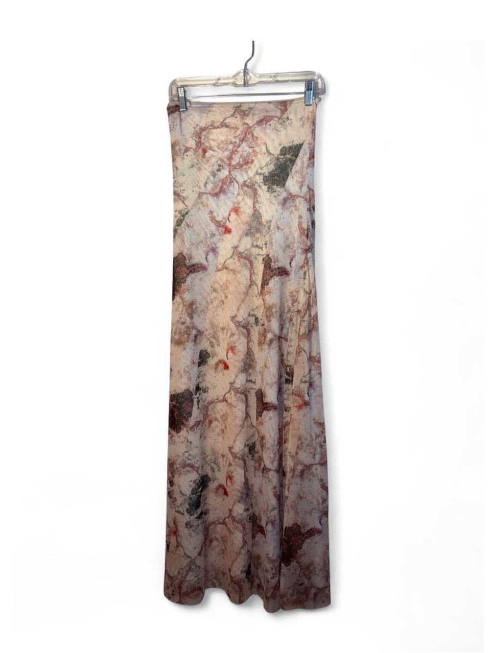 Zara Strapless Marble-Print Maxi Dress in Blush and Cream - Picture 2 of 8